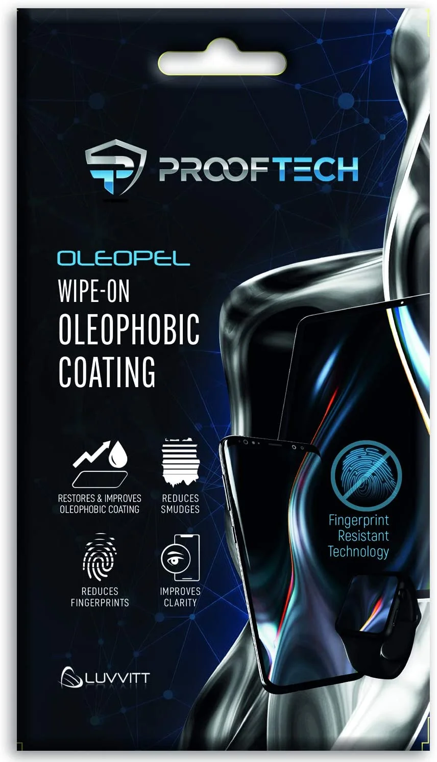 OLEOPEL Oleophobic Coating Wipe On Kit 4ml Anti Fingerprint Liquid for All Smartphones Tablets Smart Watches Glasses