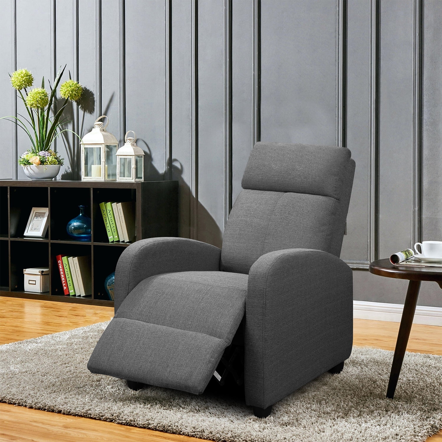 Vineego Fabric Single Massage Recliner Chair with Thick Seat Cushion and Backrest, Gray Fabric, Gray