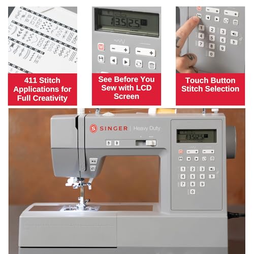 SINGER Heavy Duty 6620C Computerized Sewing Machine with Accessories | 215 Stitches, LCD Screen, Built-In Needle Threader | Easy Setup, Durable Metal Frame, Ideal for Clothes & Home Projects