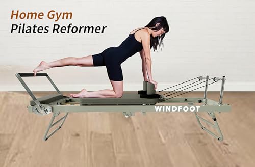 Pilates Reformer Machine Equipment with Springs & Cords for Home Workout, Foldable Pilates Equipment with Jump Board for All Level Users