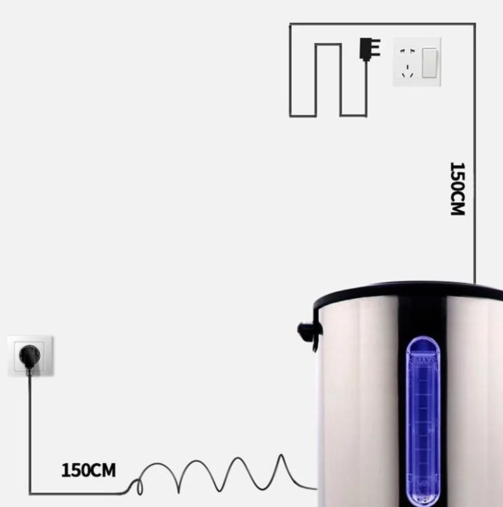 TECHTONGDA Hot Water Dispenser Office Home Stainless Steel Heater Kettle Silver 12.9L