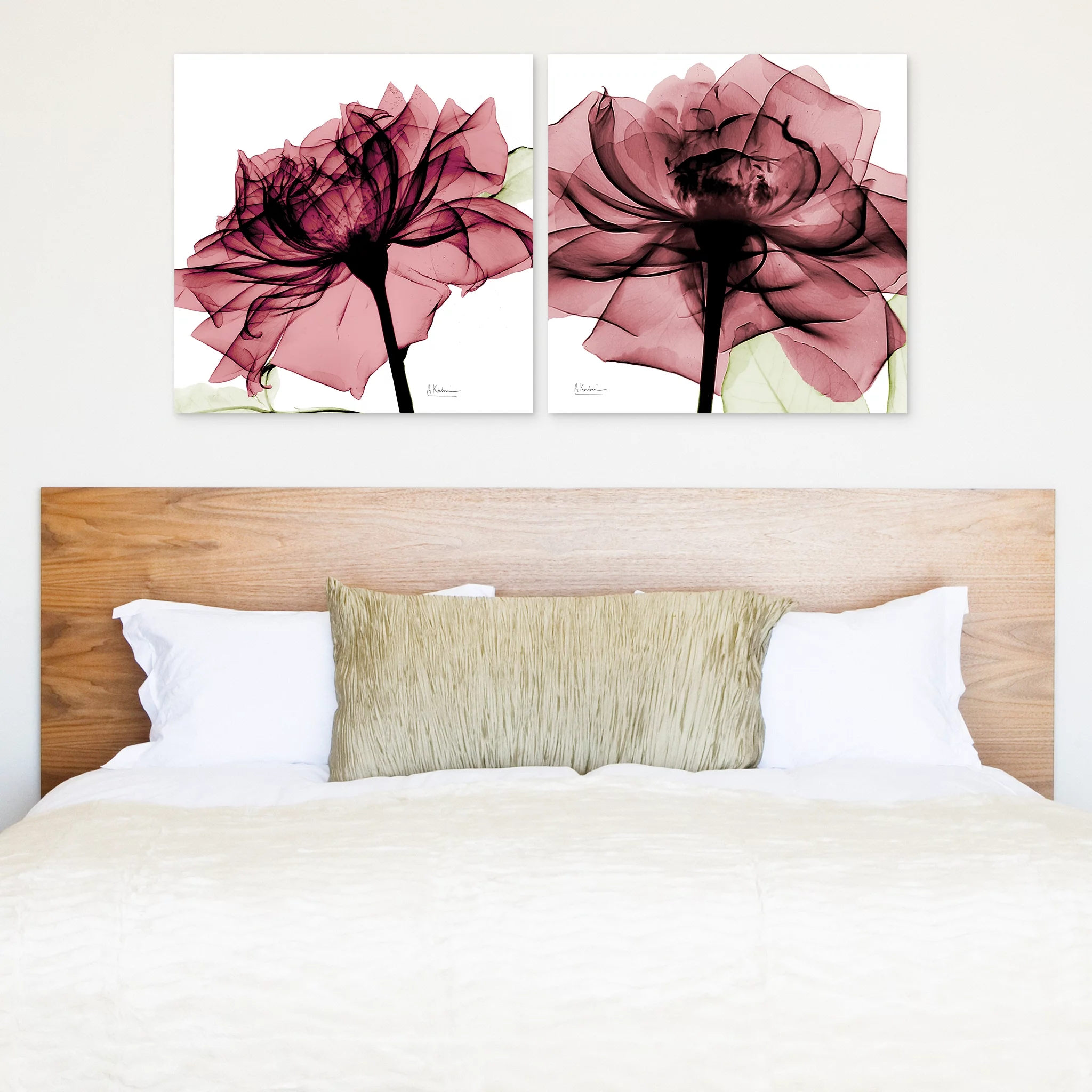 Empire Art Direct Chianti Rose I & II Frameless Free Floating Tempered Glass Panel Graphic Wall Art, 24