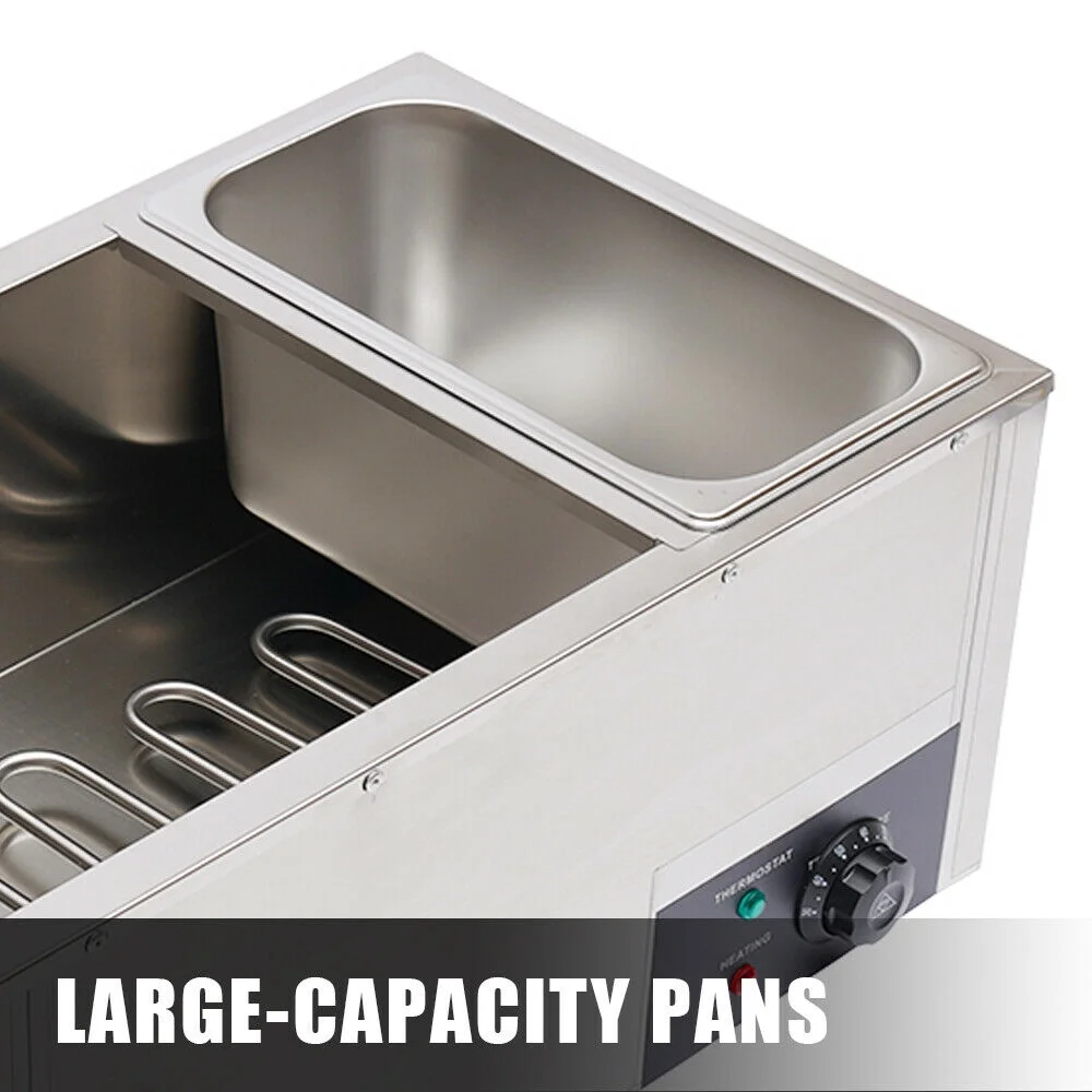 Miumaeov Commercial Electric Food Warmer Steam Table Buffet Countertop 3-Pan Station 850W