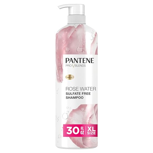 Pantene Sulfate Free Shampoo and Conditioner Set, Rose Water, Soothing and Moisturizing, Infused with Vitamin B5, for all Hair Types, Safe for Color Treated Hair, Pro-V Blend, 17.9 Fl Oz Each, 2 Pack