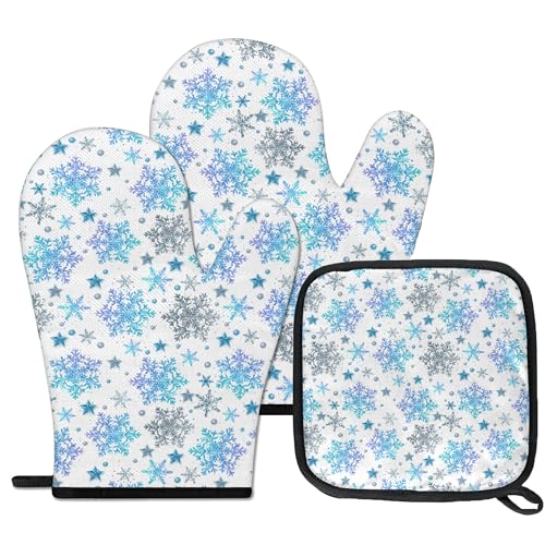 Oven Mitts Pot Holders Set 3 for Kitchen, Christmas Candy Biscuit Insulation Oven Gloves Heat Resistant Pot Pads Cook Essentials Accessories for BBQ Baking Cooking Kitchen Decor Gifts for Women