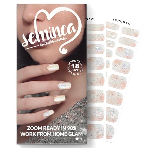 Semi Cured Gel Nail Strips-Easy Apply Christmas Gel Nail Stickers Holiday Semi Cured Manicure Strips with Sparkling Xmas Designs (Classic Yule)