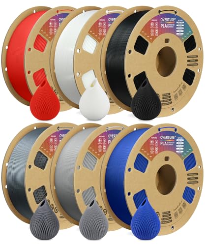 OVERTURE PLA Filament 1.75mm PLA 3D Printer Filament, 2kg Cardboard Spool (4.4lbs), Dimensional Accuracy +/- 0.02mm, Fit Most FDM Printer (Black 2-Pack)