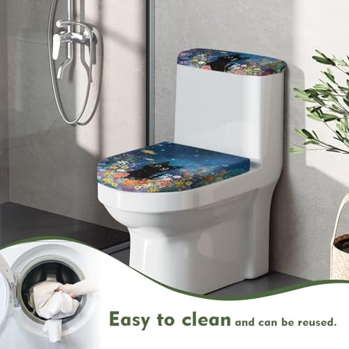 Christmas Bow Bell Toilet Tank Lid Cover and Toilet Seat Lid Cover 2 Pcs Set Toilets Covers with Elastic Cloth Fits Most Toilets Tanks & Lids