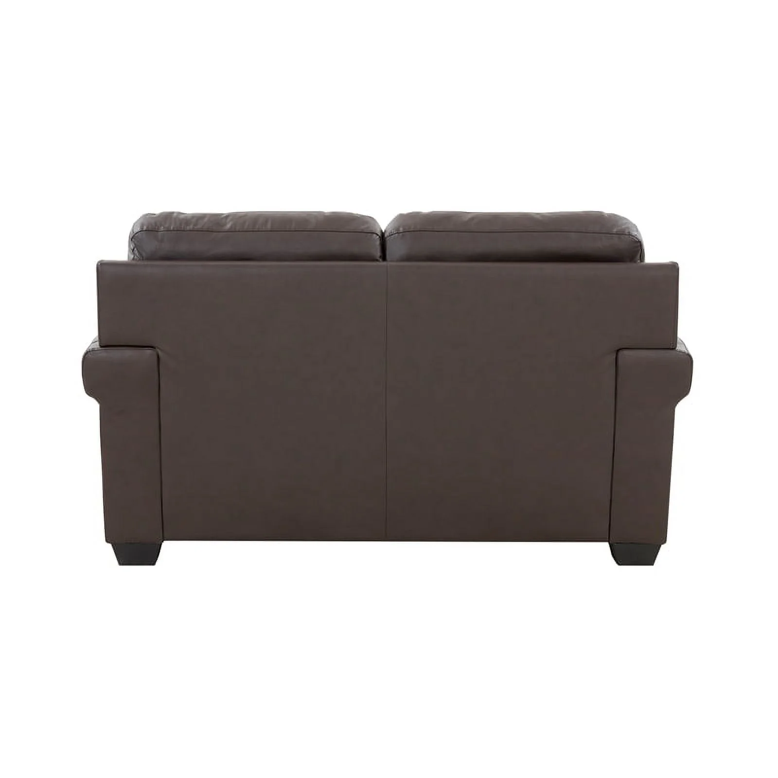 Pemberly Row Contemporary Top Grain Leather Loveseat in Brown