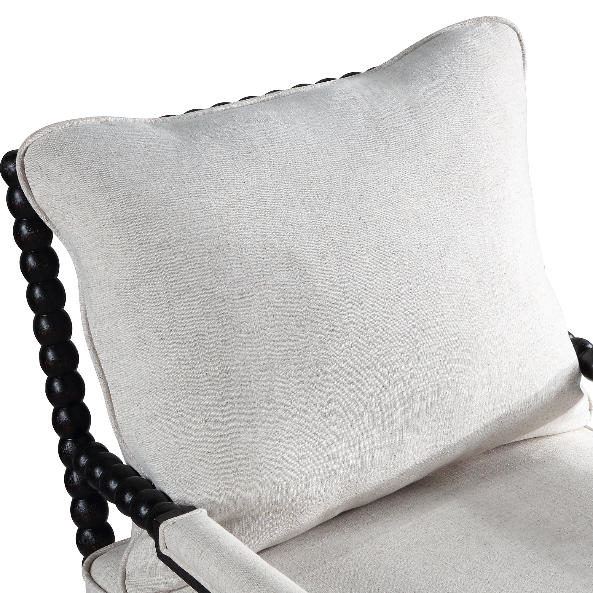 Duhome Upholstered Dining Chair Spindle Spool Accent Chair Linen Fabric Armchair with Wood Frame, Black+Beige