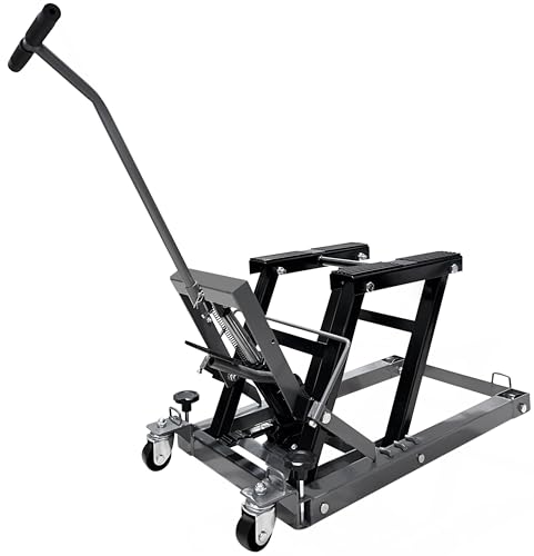 MaxWorks 50935 1500 lbs Capacity ATV UTV Scissor Lift Jack with 4 Wheels Portable Motorcycle Lift Table Hydraulic Foot-Operated Hoist Stand for Motorcycle ATV UTV Powersports