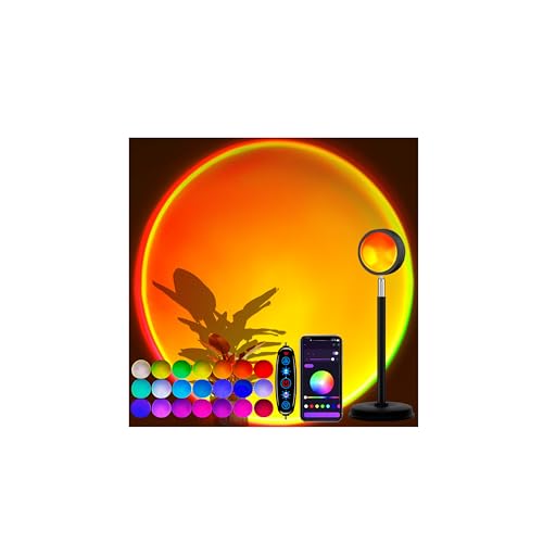 Sunset Lamp Projector with APP Control - 21 Color Changing LED Sunset Light, 180° Adjustable for Photography, Bedroom Decor, Party, Wedding, Mood Lighting