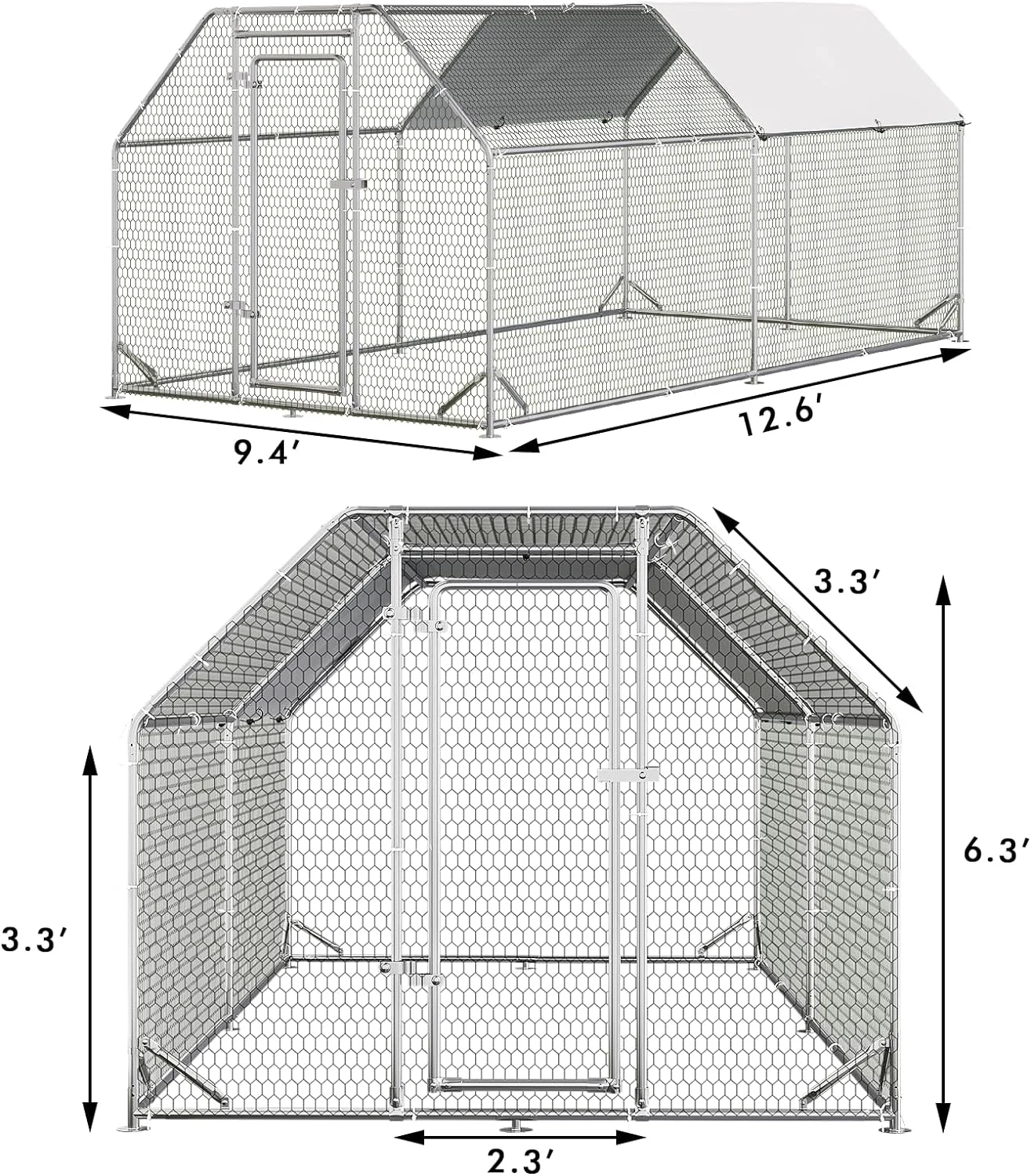 Vitesse Large Metal Chicken Coop, Walk in Wire Chicken coops Runs
