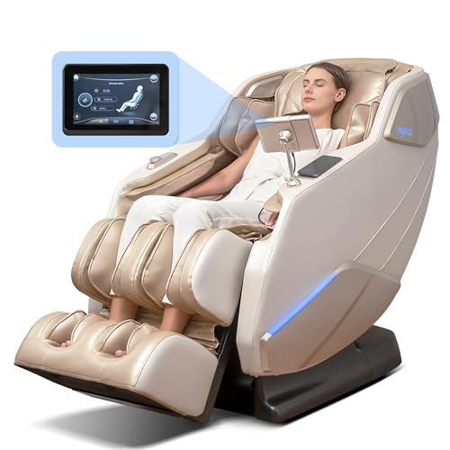 MYNTA Massage Chair Full Body with Heat, Zero Gravity SL-Track 3D Massage Chairs with Thai Stretching, 12 Modes,12 Massage Techniques, Calf & Foot Massage, Wireless Charging, White Noise