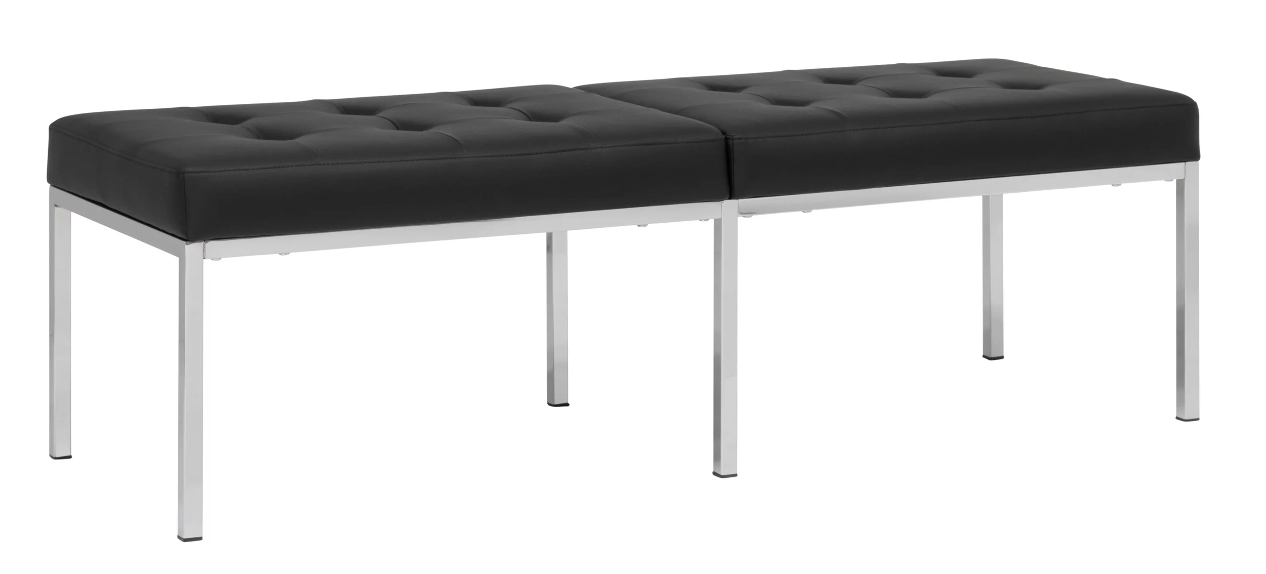 Camber Modern Metal and Leather 60 Inch Wide Bench Chrome/Black