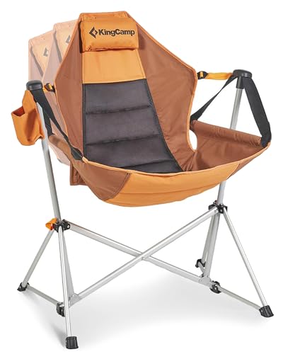 KingCamp Hammock Camping Chair, Swinging Portable Folding Camp Chairs for Adults Max 400lbs Heavy Duty Foldable Oversized Rocker with Aluminum Alloy Frame Cup Holder for Outdoor Beach Patio Sport