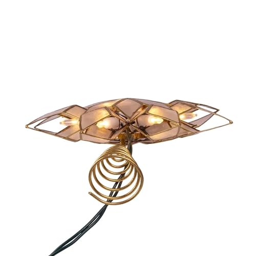 Kurt Adler 8.5-Inch Capiz Star Tree Topper with 10 Clear Lights and 1 Spare Bulb