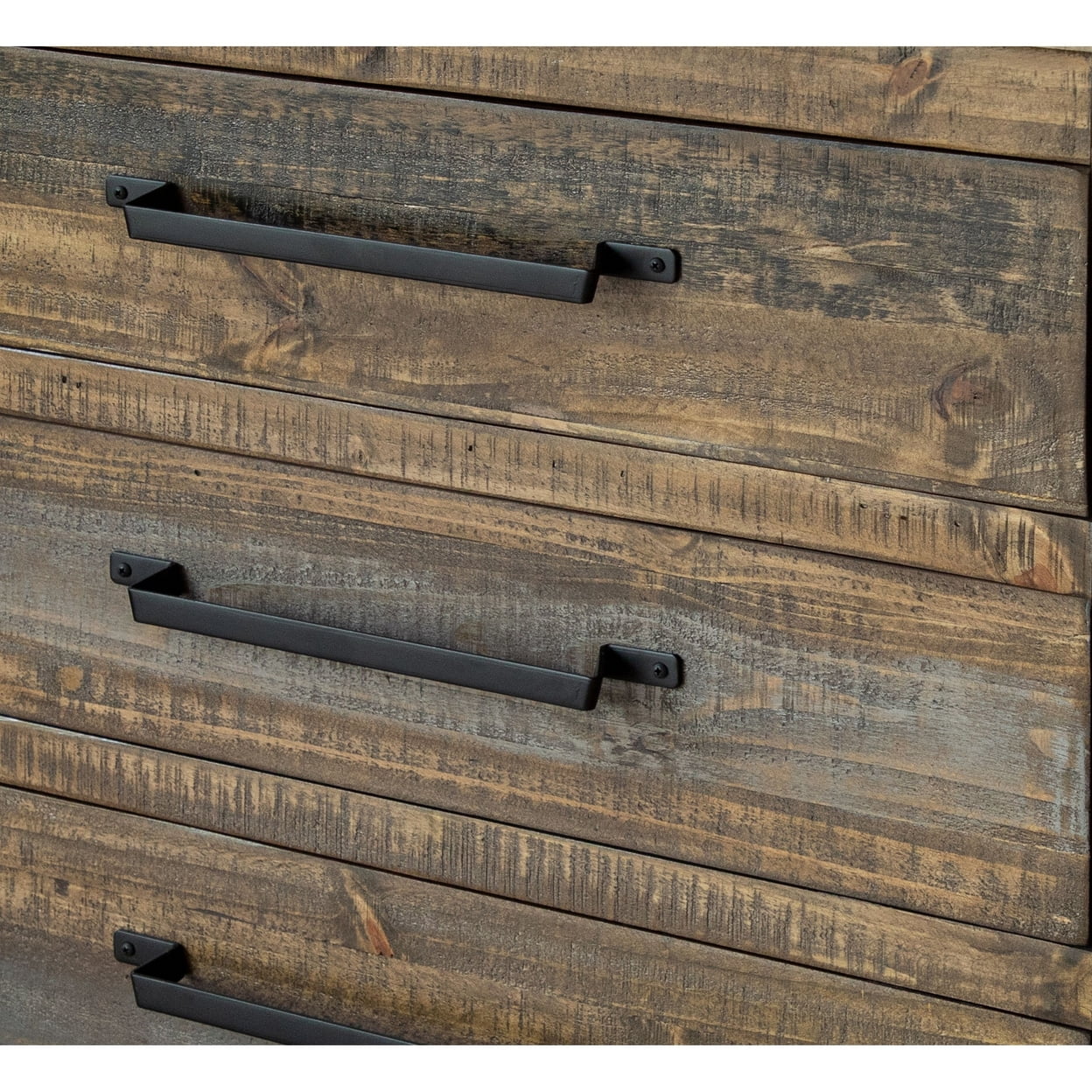 Lint 37 Inch Dresser Chest Pine Wood 3 Gliding Drawers Gray and Brown- Saltoro Sherpi