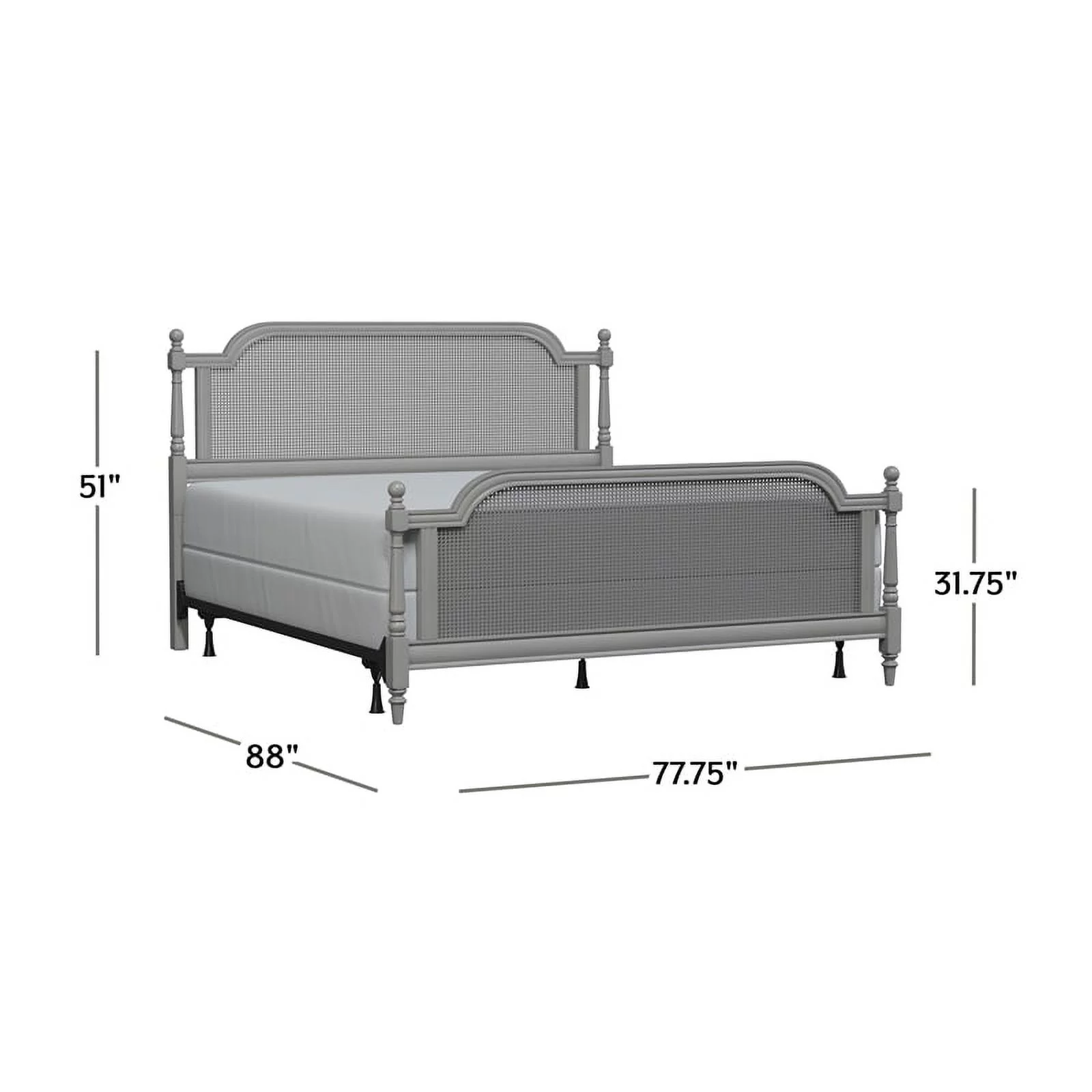 Hillsdale Furniture Melanie Wood and Cane King Bed French Gray