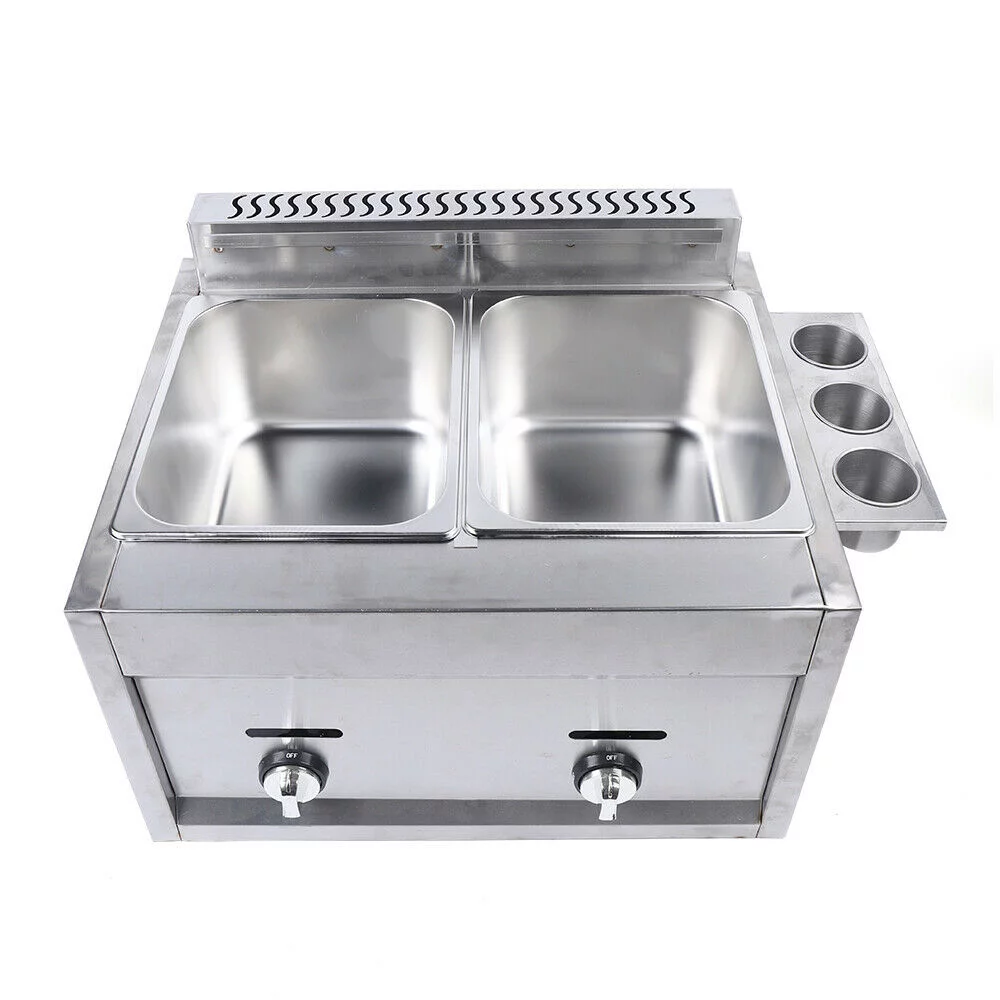 CNCEST Commercial 2 Burner Deep Fryer Propane Gas Fryer Propane LPG 2 Basket Stainless Steel