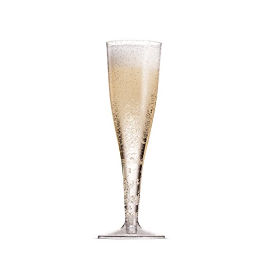 Munfix 50 Pack Gold Rimmed Plastic Champagne Flutes 5 Oz Clear Plastic Toasting Glasses Fancy Disposable Wedding Party Cocktail Cups with Gold Rim
