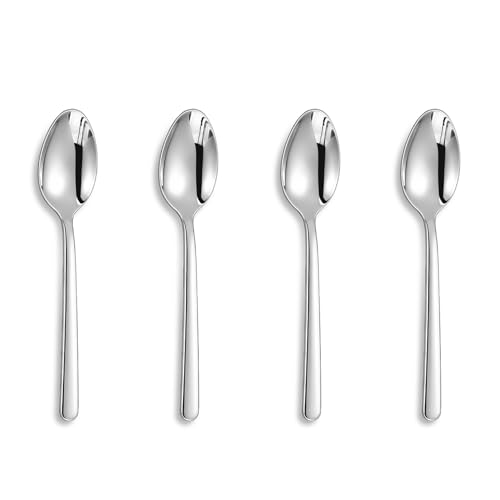 KEAWELL Premium Lucent 4-Piece 6.4 inch Spoon Set – 18/10 Stainless Steel Silverware with Mirror Polish, Dishwasher Safe for Table Setting and Entertaining (4, Teaspoons)