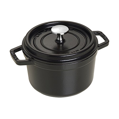 STAUB Cast Iron Dutch Oven 5.5-qt Round Cocotte, Made in France, Serves 5-6, Black Matte