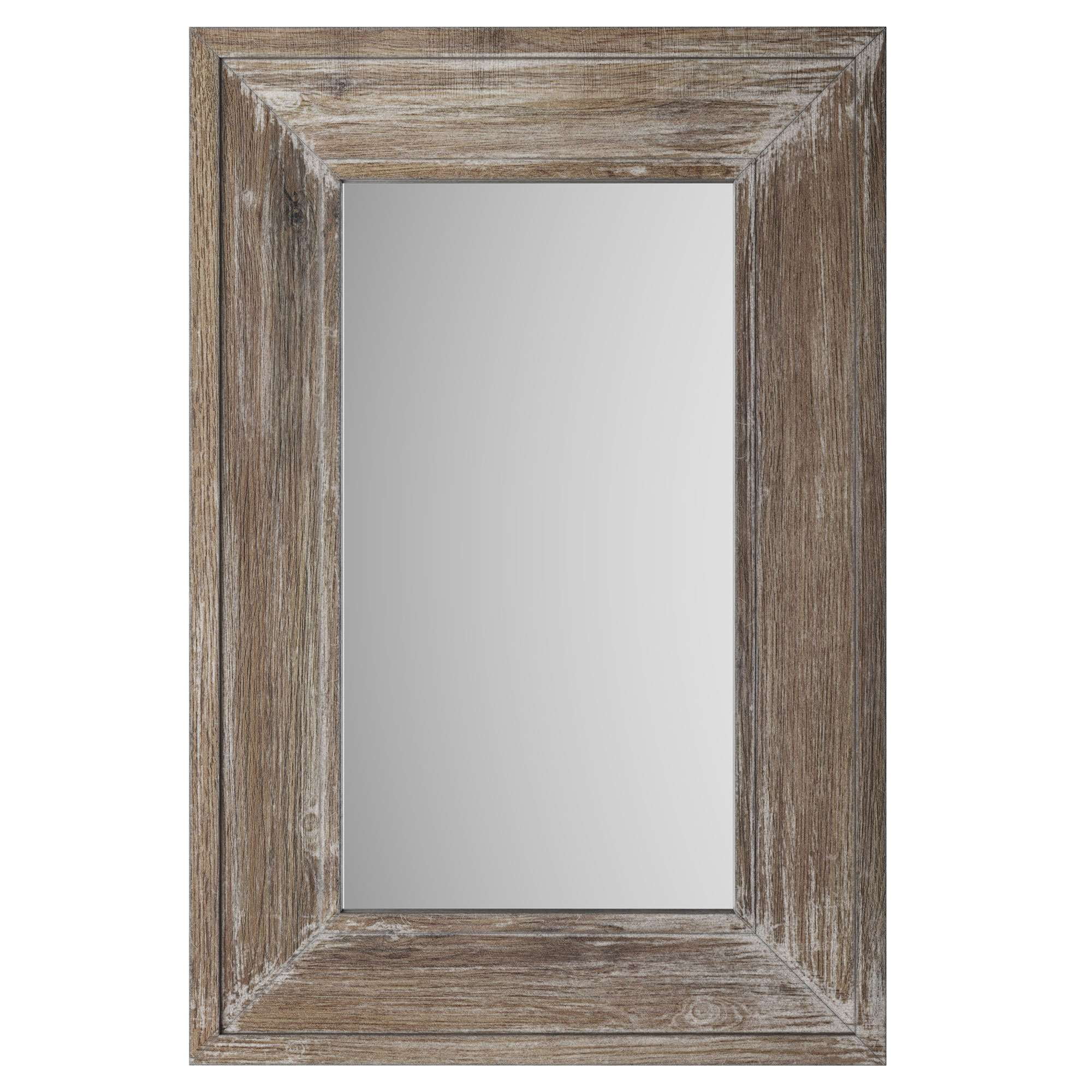 Barnyard Designs 24x36 Wood Farmhouse Wall Mirror, Wooden Large Rustic Wall Mirror, Bedroom Mirrors for Wall Decor, Decorative Wood Wall Mirror Living Room or Bathroom Vanity, Greywash