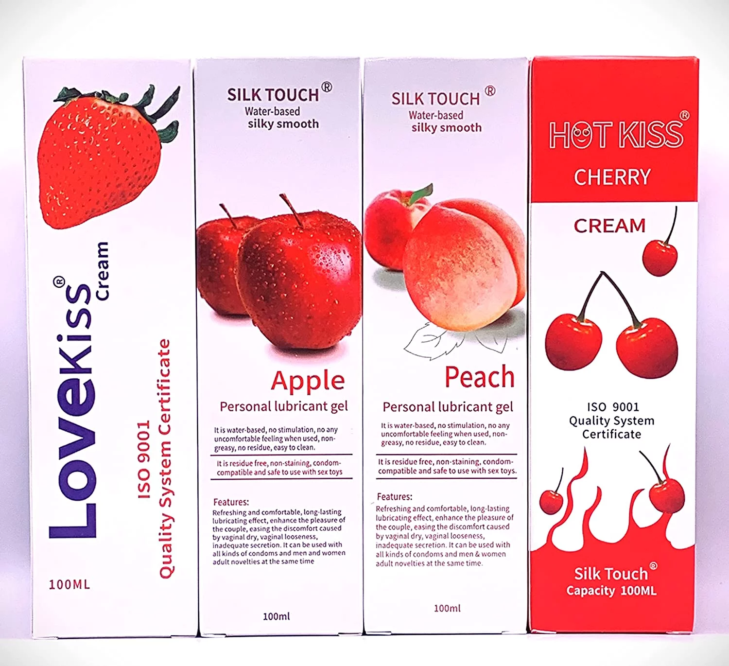 Sex Lube Personal Lubricant Water Based Edible Fruit Flavor Lube  Oral Sex Fantasy (All 4 Flavors Combo/13.6 Fl. OZ)