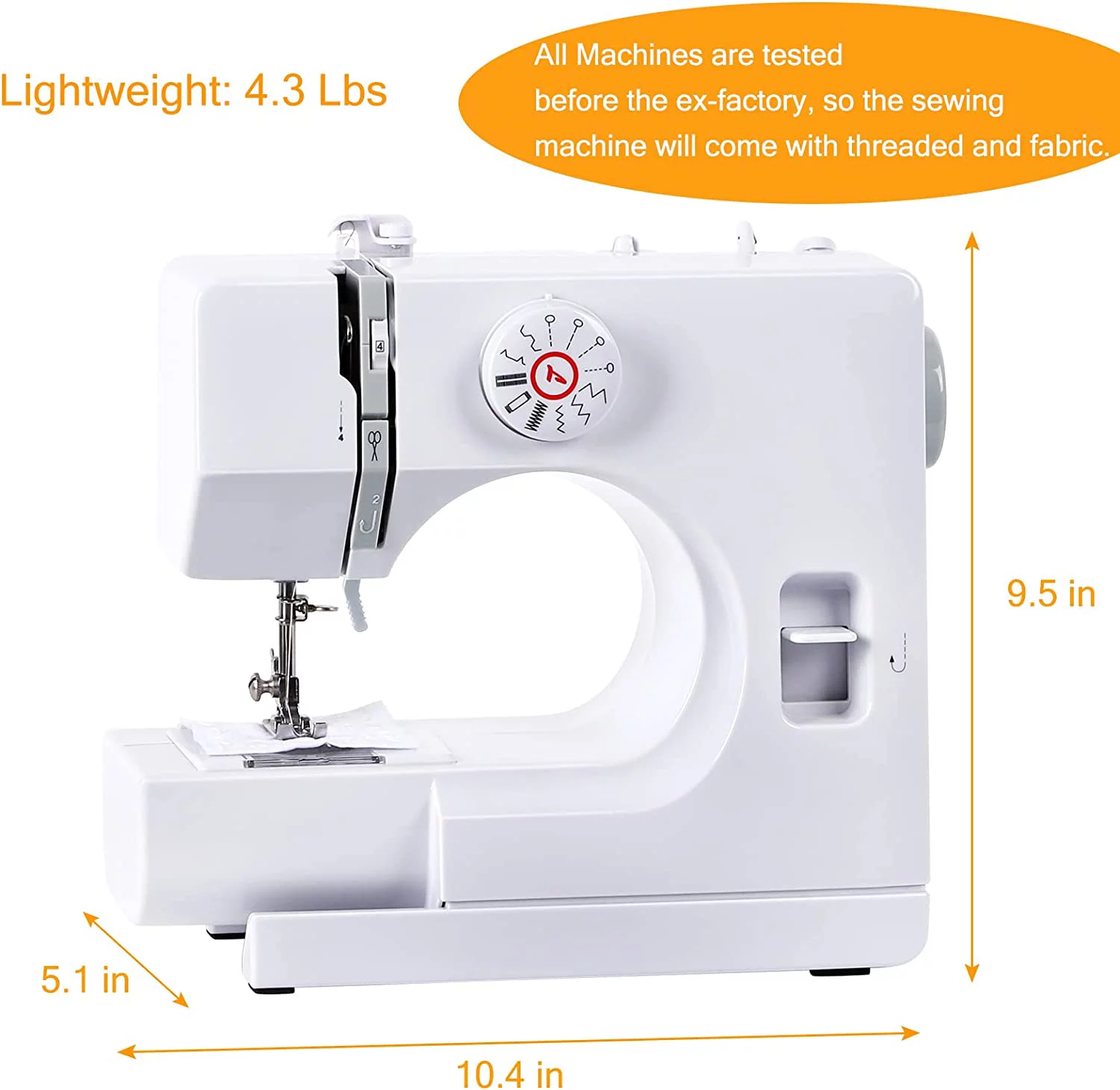 Portable Sewing Machine Household Kids Sewing Machine with 12 Built-In Stitches, Foot Pedal