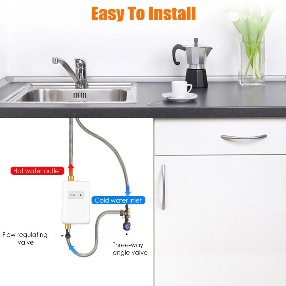JahyShow Instant Hot Water Heater Electric Tankless On Demand House Shower Sink 3000W
