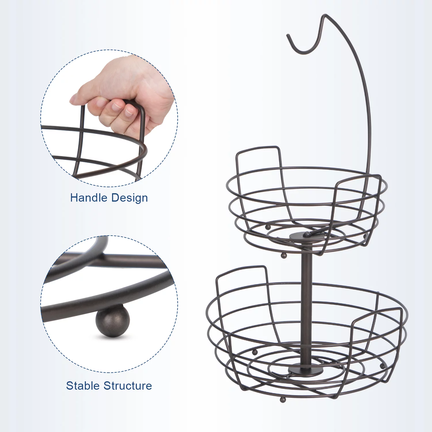 Auledio 2 Tier Disassembly Fruit Holder,Fruit Basket Bowlwith Banana Holdersin Kitchen in home
