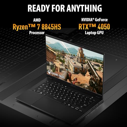 ASUS TUF Gaming A14 Copilot+ PC Gaming Laptop, 14” WQXGA 16:10 165Hz Display, AMD Ryzen™ AI 7 8845HS, NVIDIA® GeForce RTX™ 4050, 16GB LPDDR5X, 512GB PCIe® Gen 4.0 SSD, Wi-Fi 6E, Windows 11 Home