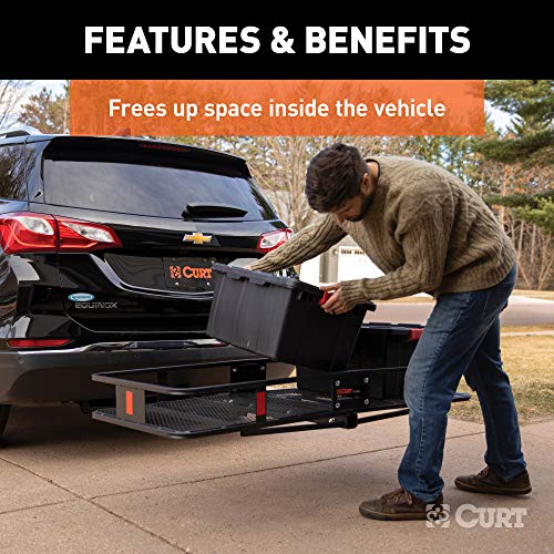 CURT 18152 60 x 24-Inch Basket Hitch Cargo Carrier, 500 lbs Capacity, Black Steel, 2-in Fixed Shank