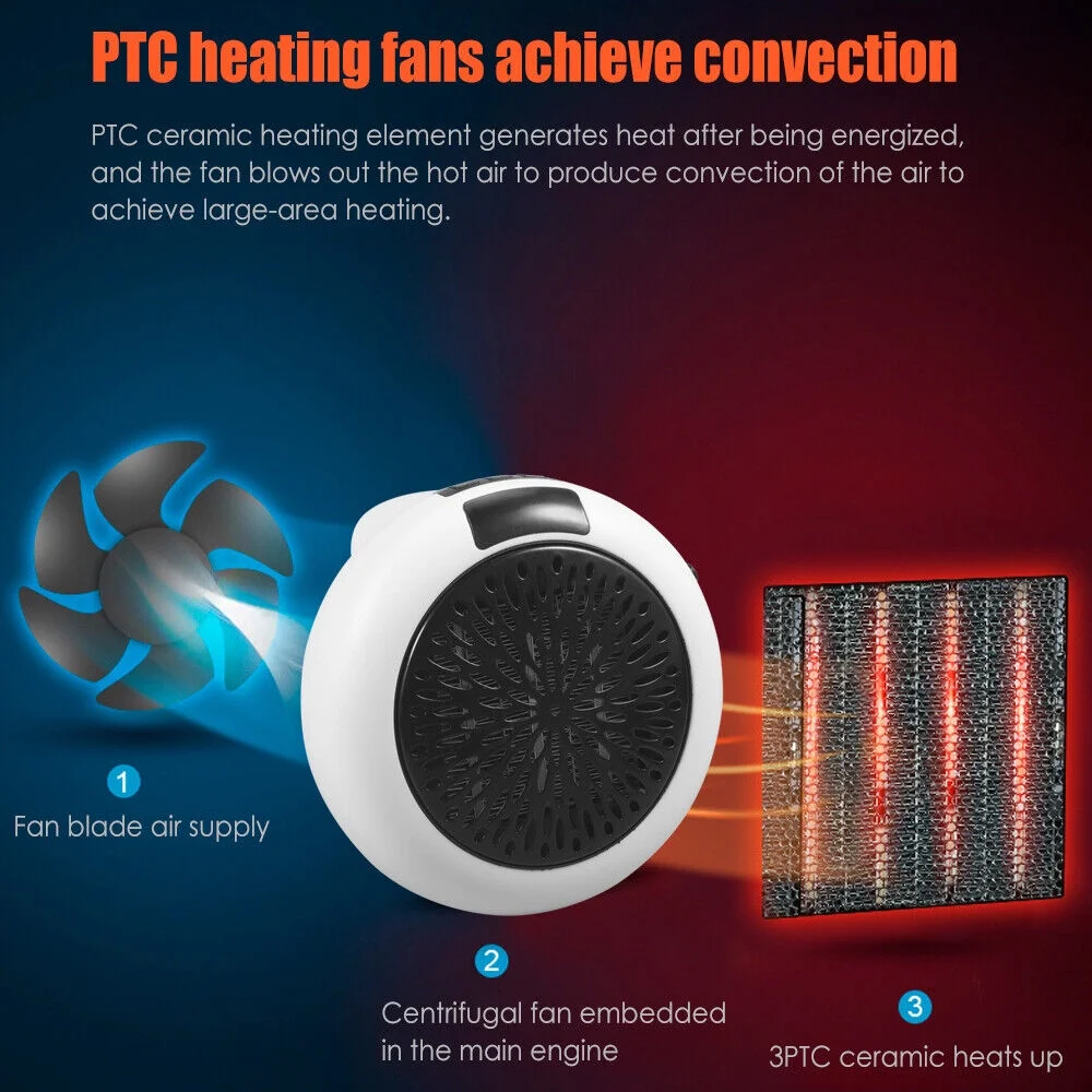 JahyElec  900W White Digital Thermostat Plug in Electric Heater Fan Remote Timer Warm up any room safely and effectively