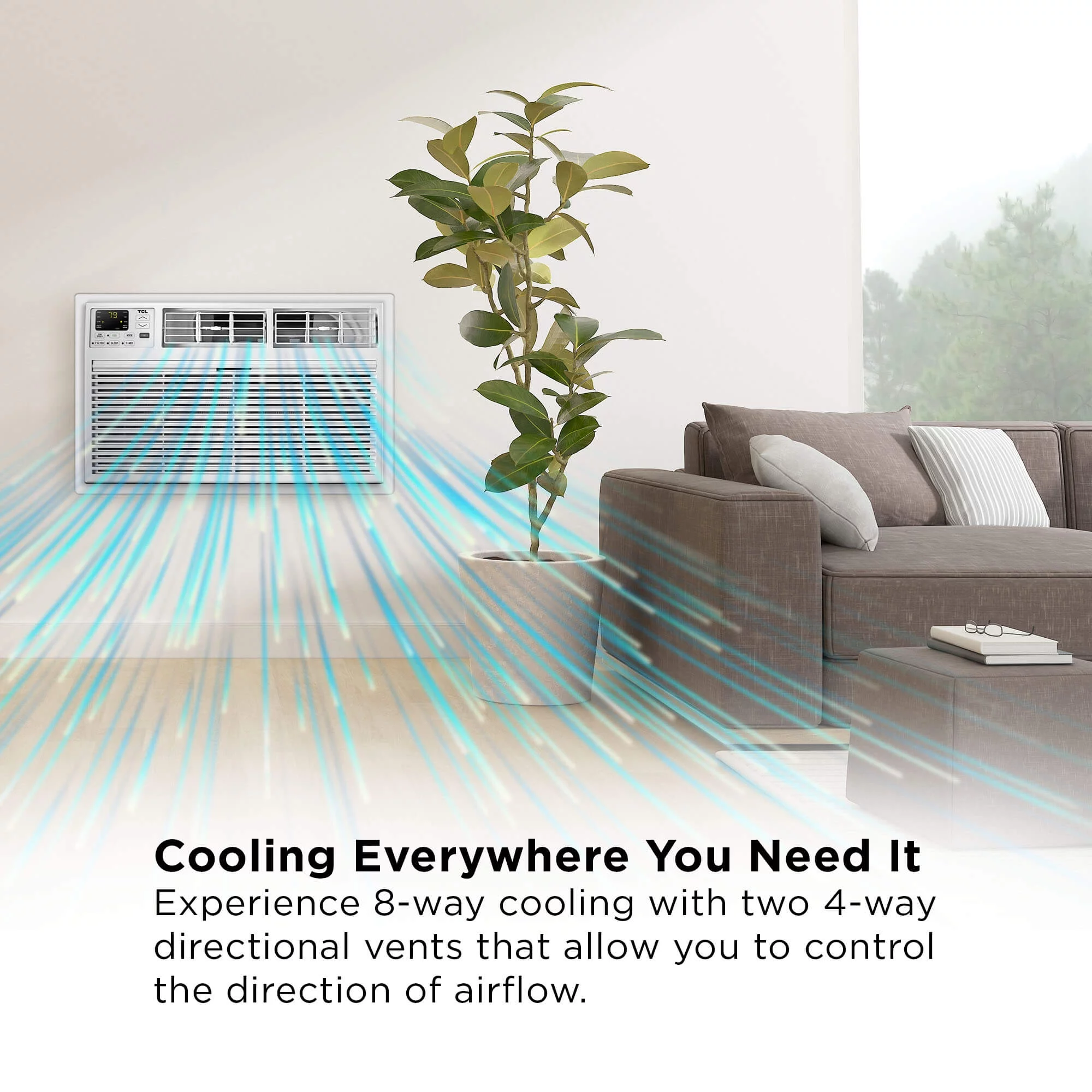 TCL Home Smart 8,000 BTU Through-The-Wall Air Conditioner, 115V, E-Star, Remote Included, White, W8T9E1-A