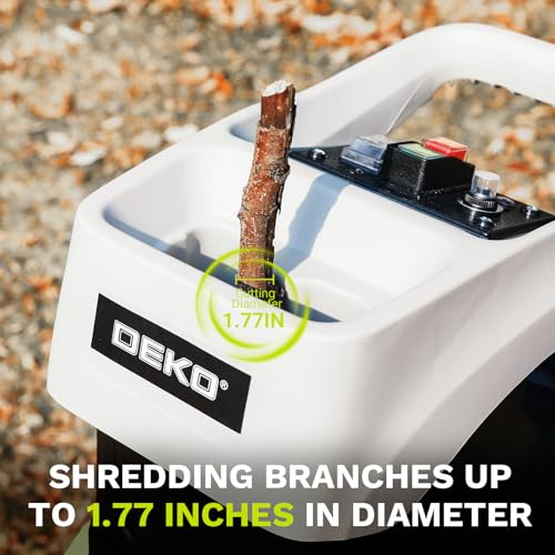 Electric 15-Amp Wood Chipper Shredder: 2800W 1.77-Inch Cutting Diameter Garden Leaf Mulcher with Wheels, Safety Locking Knob, 50L Collection Bag, Double Sided Blade System for Branches, Leaves, Waste