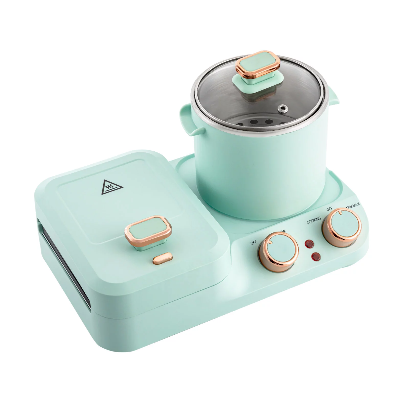 Wuzstar 3 in 1 Breakfast Station, Multi-functional Breakfast Maker Machine with Frying Pan, Non-stick Coating Plate, Stockpot