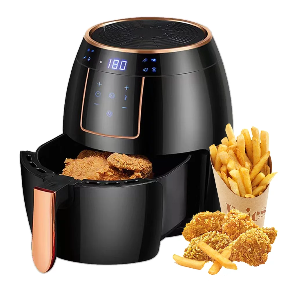Air Fryer 5.5L Household Large Capacity 1300W Big Firepower Timing Touch Screen LCD Electric Air Fryer with Bakeware