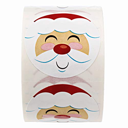 Jolly Santa Stickers / 500 Happy Saint Nick Christmas Label Roll / 1.5