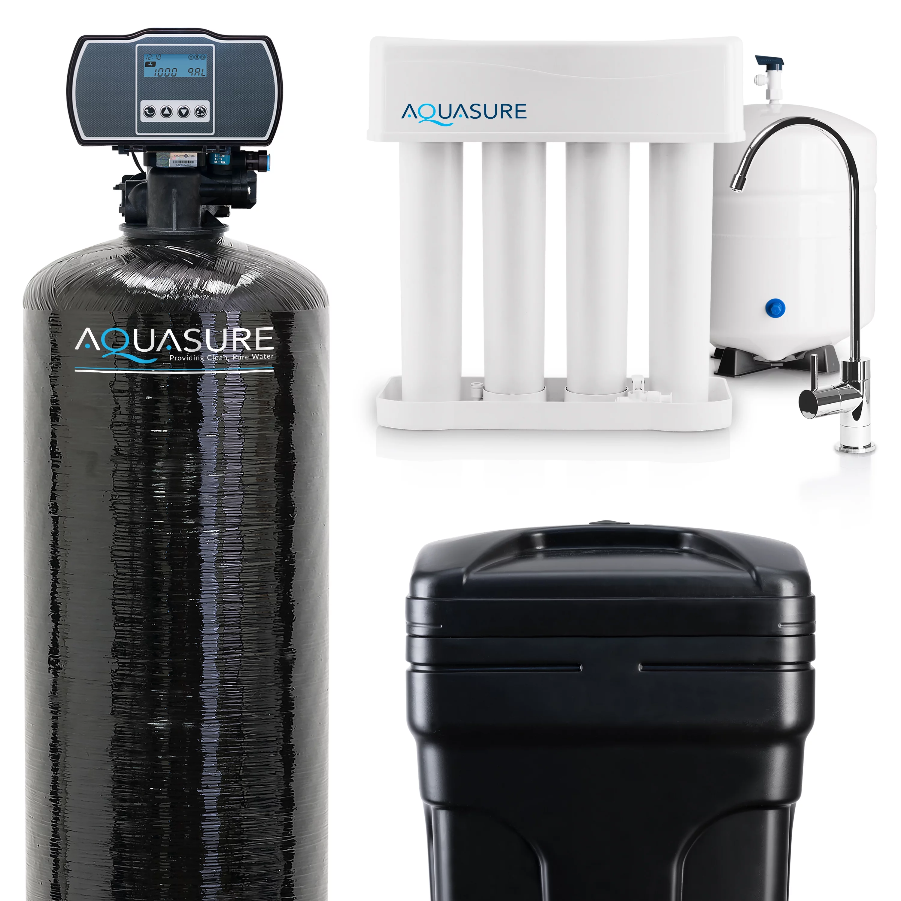 Aquasure Whole House Water Softener/Reverse Osmosis Drinking Water Filter Bundle (64,000 Grains)
