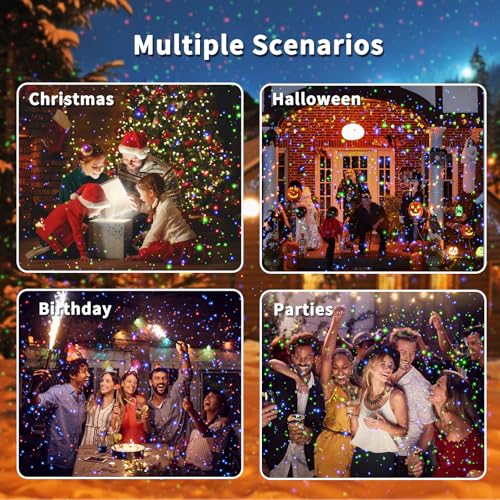 Matekxy Christmas Laser Lights Projector, Outdoor Laser Lamp with Moving RGB 3 Colors Red Green Blue, Cold Resistant Starry Lights Show Projection with RF Control for Garden, Holiday Decor, Parties