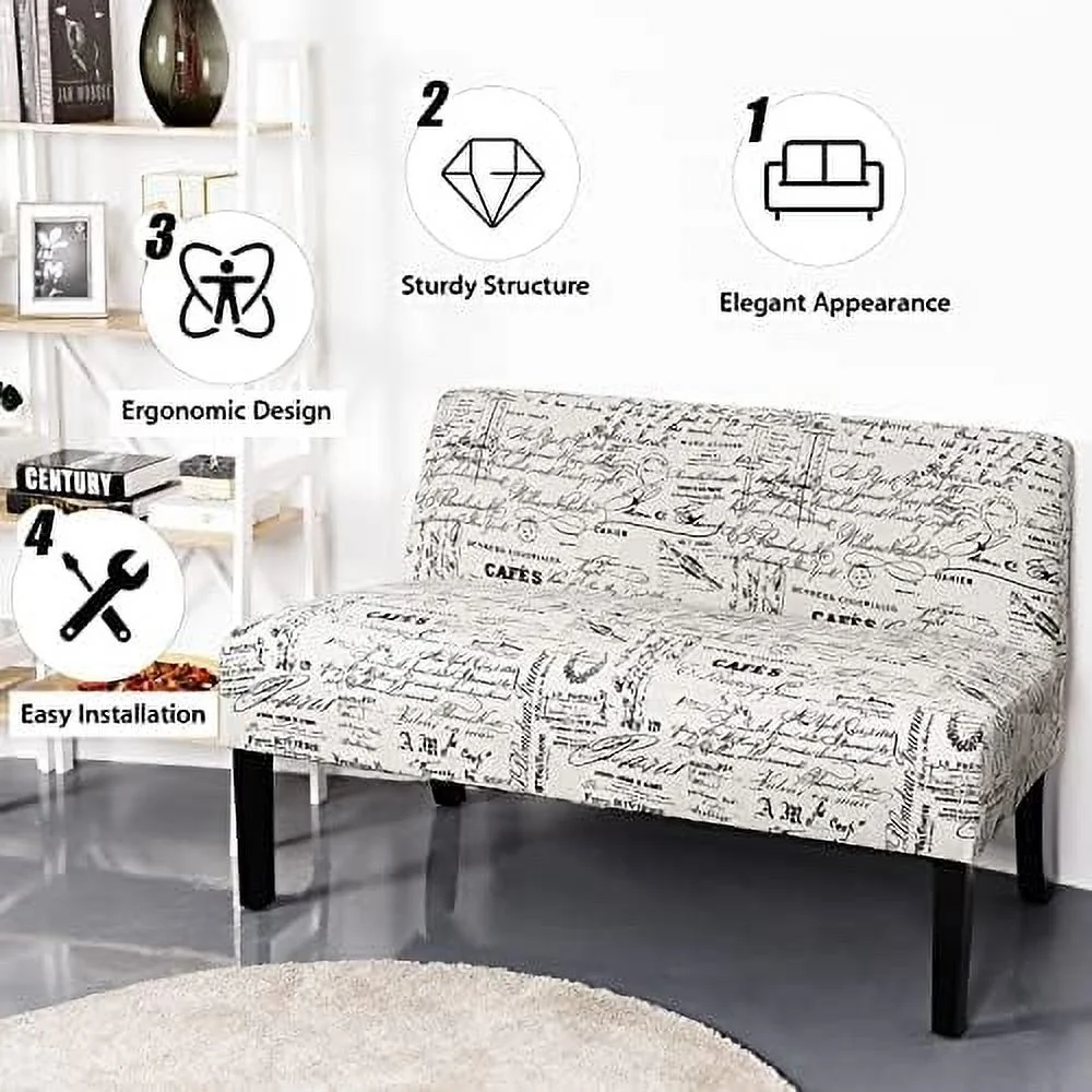 HJZBNONE Armless Loveseat Sofa Modern Sofa Chair Couch Wood Living Room Leisure Fabric  (Letter-Design)