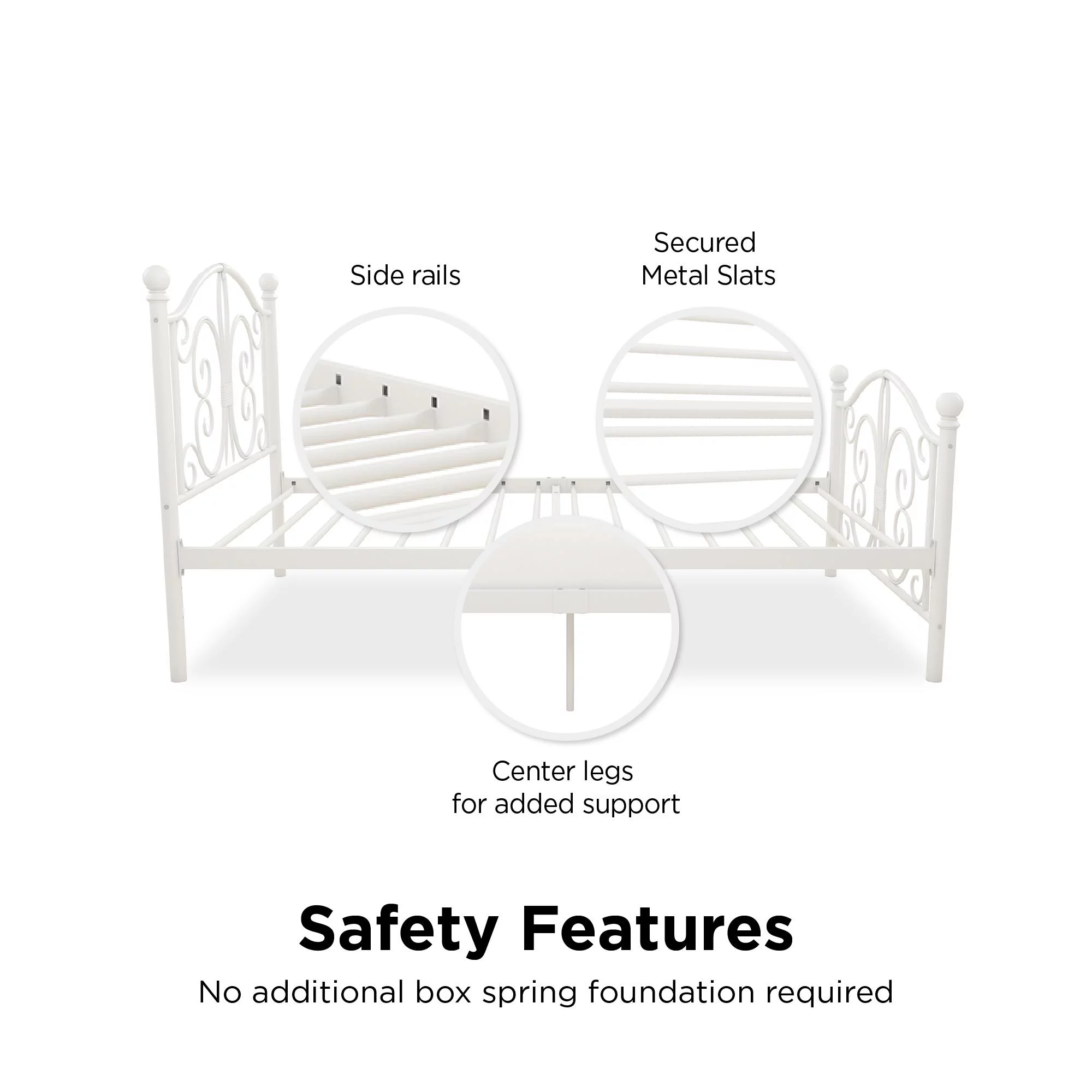 Desert Fields Bombay Metal Bed, White, Twin