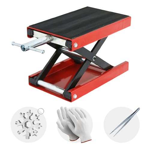 Motorcycle Lift, 1100lb Moto Scissor Lift Jack with Wide Deck T Handle 3/8