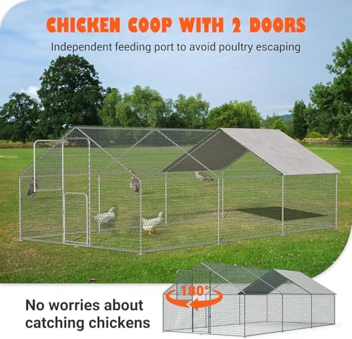 UDPATIO Large Chicken Coop Walk in Chicken Run House, Cock Pens Cage Outdoor, Metal Portable Hen Tractor Cage Enclosure Crate Outside for Small Animals Duck Rabbit Hen, for 10 Chickens