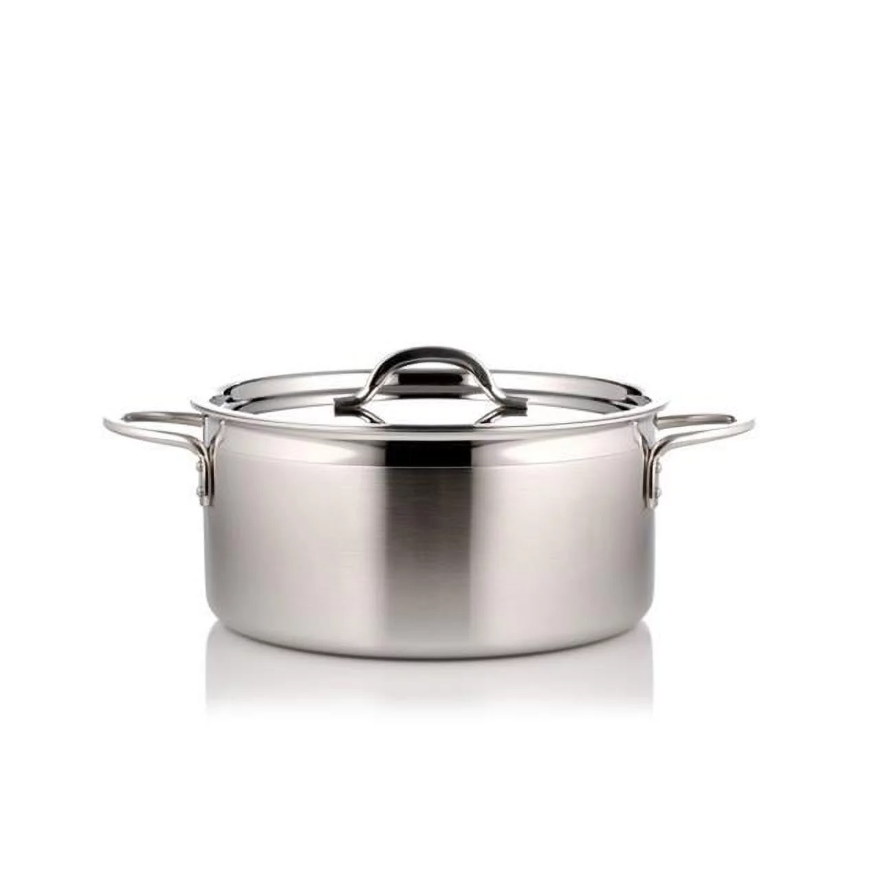 10.12 in. dia. Country French Two Tone Stainless Steel 5 quart Pot with Cover & 2 Round Handles - 22 oz