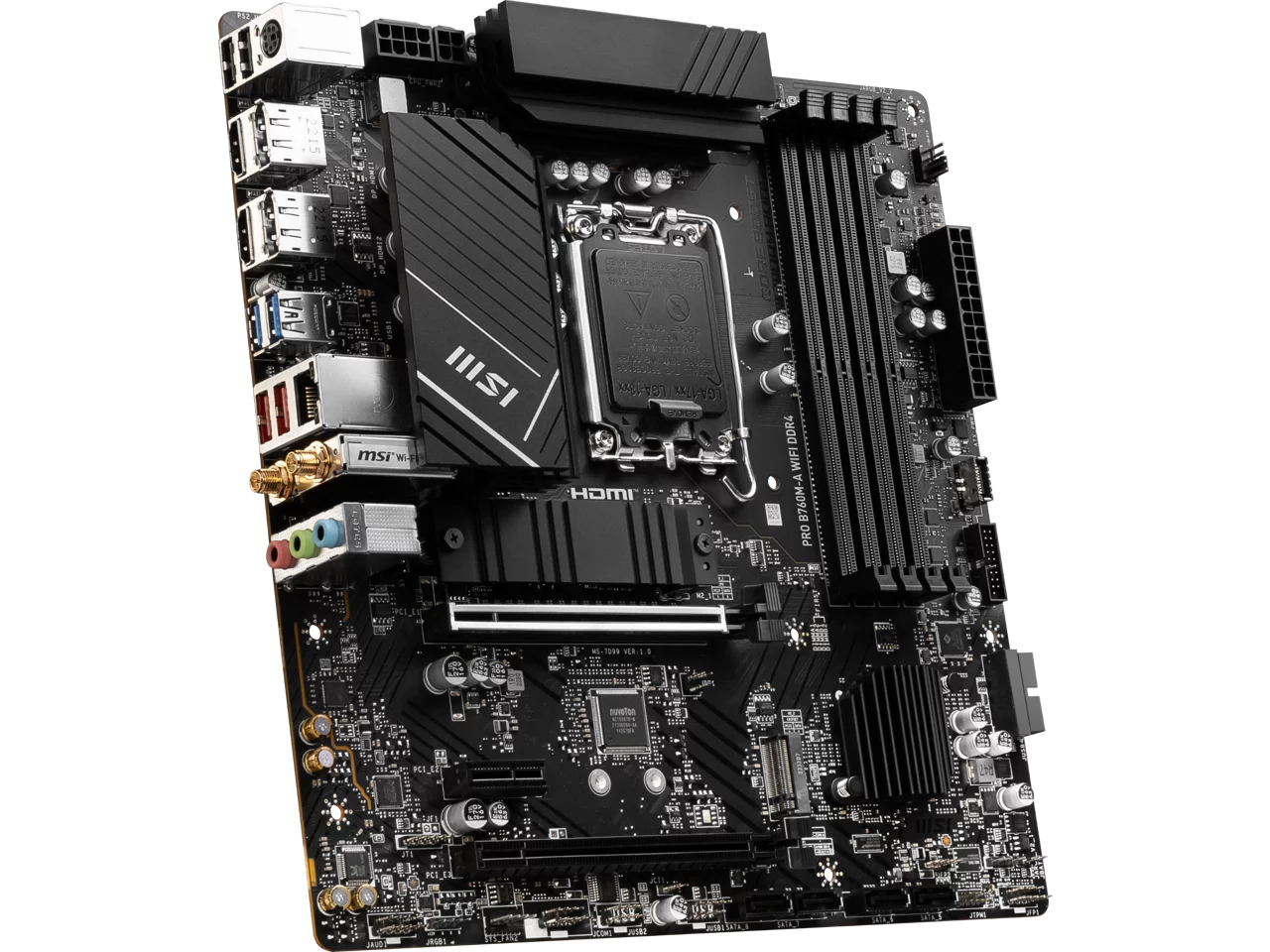 MSI PRO B760M-A WIFI DDR4 LGA 1700 (Intel 12th&13th Gen)  SATA 6Gb/s Micro ATX Motherboard,WiFi 6,Intel,2.5Gb LAN