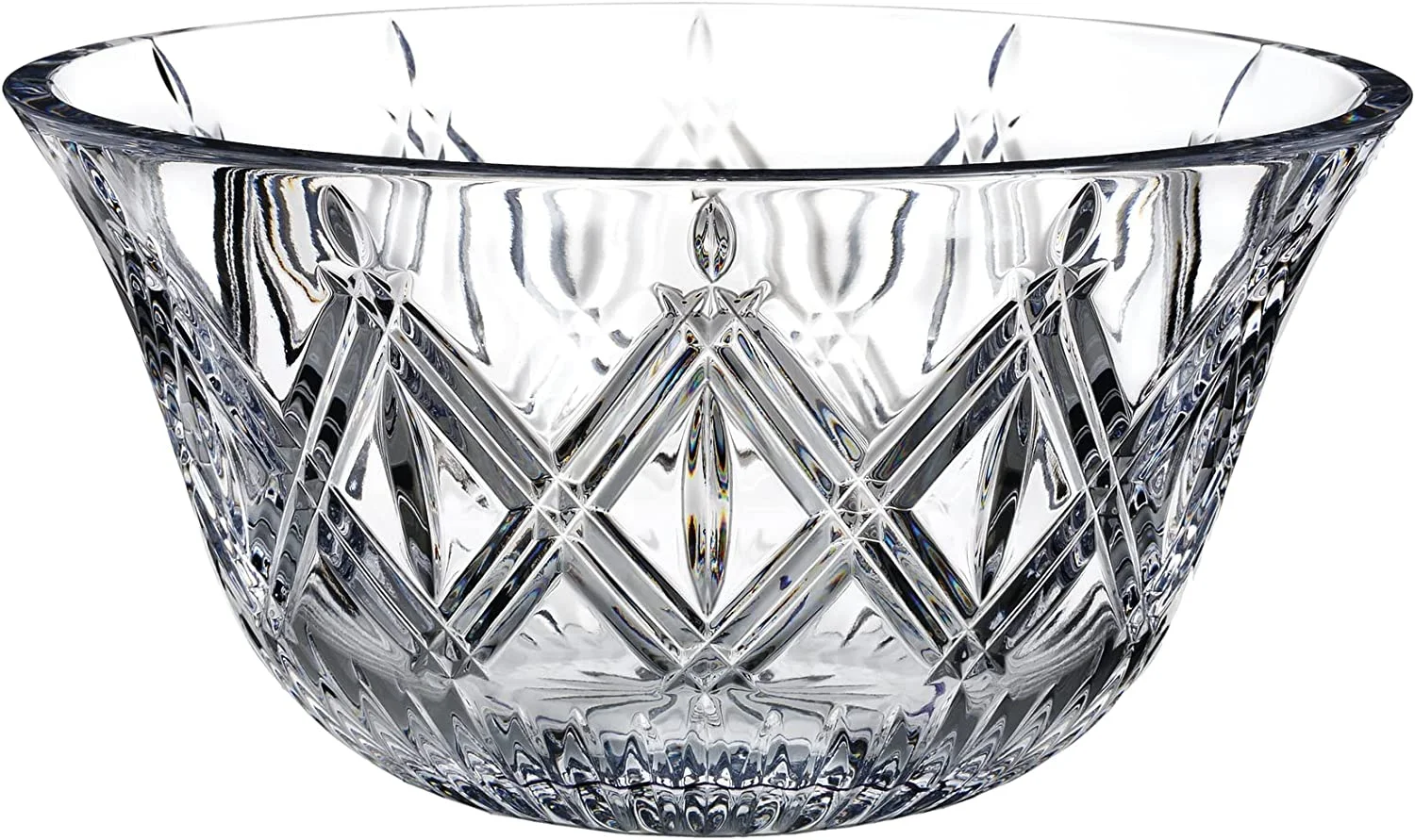 Marquis by Waterford Lacey Home Accent Diagonal Pattern Decorative Bowl 9 inches, Crystalline, Clear