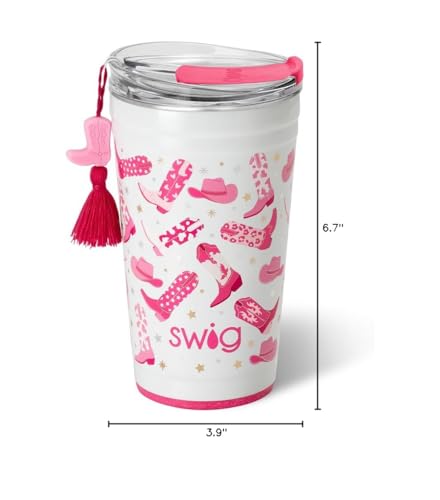 Swig Life 32oz Insulated Tumbler, Travel Coffee Tumbler with Lid, Cup Holder Friendly, Stainless Steel Travel Coffee Mug, Glitter Tumbler, Glitter Gifts (Confetti)